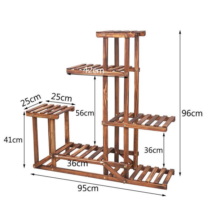 Étagère à Fleurs En Bois 9 Tablettes à Roulettes 124.5x33x120cm - Support Plantes Intérieur Extérieur