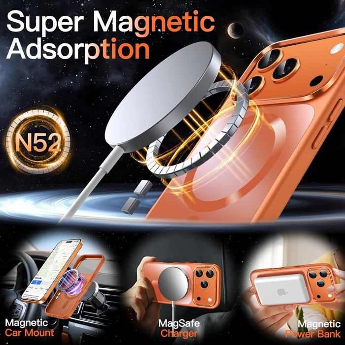 JETech Coque Magnétique Pour IPhone 17 Pro 6,3 Pouces Compatible