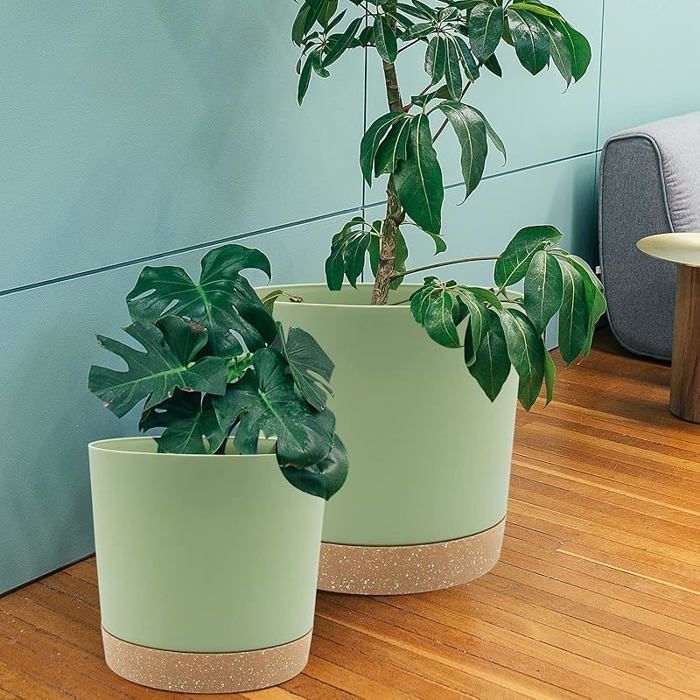 Plant Pots 12 Inch Set of 2 Indoor Plant Pots with Drainage Holes and ...