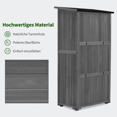 Armoire De Jardin MCombo En Bois - Abri à Outils 1280 Avec Toit Asphalte, Étagères, Pieds Stables