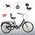 Tricycle 24 pouces 3 roues adultes seniors tricycle vélo 3 roues avec panier 7 vitesses-0