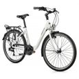Vélo de ville musculaire Leader Fox Domesta 2023 - blanc/noir - 19" (175/183 cm) - Femme - Aluminium - 7 v.-0