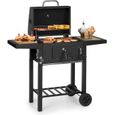 Barbecue à charbon de bois - Klarstein Meat Machine - Grill - 45x 32,5 cm- Thermomètre - Roulettes - Acier inox - Noir-0