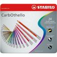 STABILO CarbOthello - Boîte métal - lot de 24 crayons de couleur fusain pastel-0