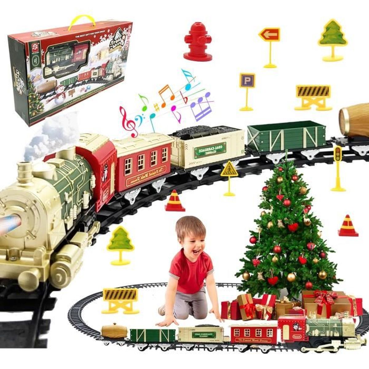 Train De Noël électrique Avec Rails Lumineux Et Sonores - Jouet Enfant Et Décoration Sapin Idéal