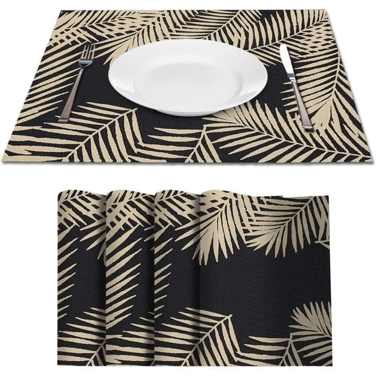 Sets De Table Lavables SAEIV - Lot De 6 - PVC Résistant à La Chaleur - 45x30 Cm - Antidérapants - Gris - Pour Maison, Restaurant