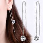 BIJOUTERIE PAPILLON BLEU Boucles d'Oreilles - Femme - Pendantes - Longues - Traversantes - Cristal - Blanc - 7 mm - Argent 925/1000 - 11 cm