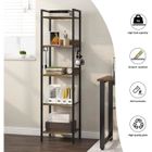 EUGAD Étagère de Rangement Industrielle à 5 Niveau, Bibliothèque Ouverte, Cadre Métallique et Bois 40x30x152.5cm, Chêne Foncé+Noir