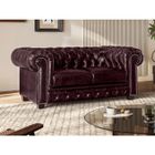 VENTE-UNIQUE Canapé chesterfield 2 places BRENTON 100% cuir de