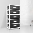 WeValley Tour de rangement - 5 Tiroirs avec roulettes - Noir transparent et Blanc