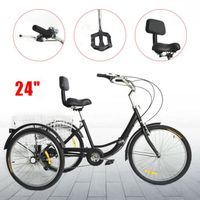 Tricycle 24 pouces 3 roues adultes seniors tricycle vélo 3 roues avec panier 7 vitesses