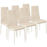 Lot de 6 chaises siege de salon cuisine salle a manger design carre elegant beige