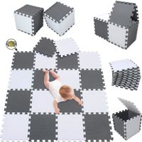 Puzzle Tapis de Jeu Tapis de Jeu en Mousse de Tapis de Puzzle Tapis Enfants Blanc et Gris 18 PCS