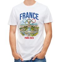 T-Shirt Blanc Unisexe | Jeux Olympiques France Paris 2024 |Blanc Taille 3XL