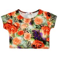 Enfants filles Haut court Floral Imprimé Shirt 7-13 Ans