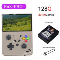 Console de jeu portable R43 PRO - 4.3 pouces console de jeu vidéo portable rétro open source pour enfants, 128G gris