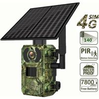 Caméra de chasse solaire 4G SIM PRUMYA, imperméable à l'eau 20 m PIR de détection de mouvement , vision nocturne 30 m+Carte SD 128G