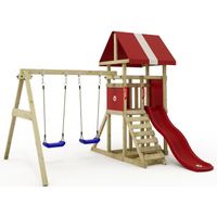 Aire de jeux - WICKEY - Tour de jeux DinkyHouse - Bac à sable - Échelle à grimper - Accessoires de jeu - Rouge