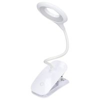 Zerodis Lampe de lecture à clipser Lampe de bureau LED Clip rechargeable USB sur 3 modes d'éclairage Commande tactile réglable en
