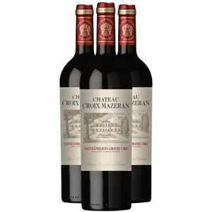 VIN ROUGE Château Croix Mazeran Rouge 2020 - Lot de 3x75cl - Vin Rouge de Bordeaux - Appellation AOC Saint-Emilion Grand Cru