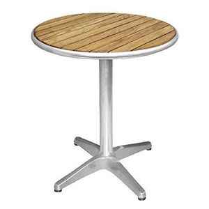 TABLE DE JARDIN  Bolero   rond piédestal Table bistro Frêne et aluminium Dessus, 600 mm, argent - U428