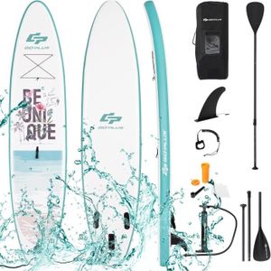 STAND UP PADDLE COSTWAY Stand Up Paddle Board Gonflable 320x76x15CM Pagaie Réglable Accessoires Complets Sac Portable Aileron Central Plage