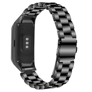BRACELET MONTRE CONNEC. Bracelet pour montre connectée en acier inoxydable pour Samsung Galaxy Fit SM-R370 - Noir