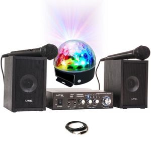 Kit karaoke - ampli 2x75w + 2 enceintes hifi 5 + 2 micros + tél