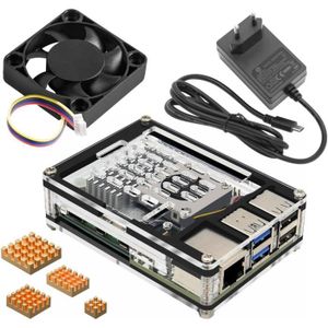 Boîtier De Protection Pour Raspberry Pi 5 | Ventilateur Réglable | Blanc Et Rouge | Accès Connecteurs Facile