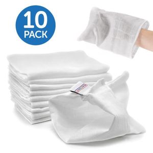 Gant de toilette en mousseline pour peau sensible Lingettes r/éutilisables en coton biologique naturel Hmlike Ensemble de 6 d/ébarbouillettes de bain pour b/éb/é
