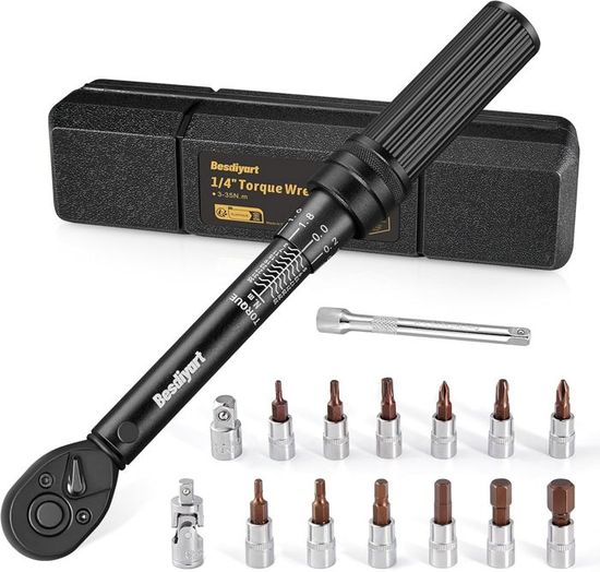 Kit Clé Dynamométrique 1-25 Nm Pour Vélo - 60 Pièces Avec Embouts Et Tige - Précision ±3%