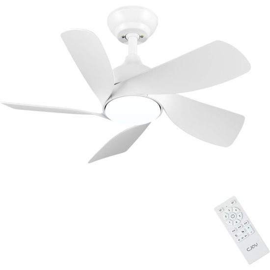 CJOY Ventilateur Plafond 76cm avec Lères et Télécommande, Blanc ...
