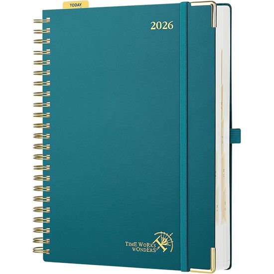 POPRUN 2026 Agenda Planificador Diaria Semanal Y Mensual (Tamaño Pequeño 16 X 10,5 Cm) - Agenda Vertical 2026 Con Horario, Tapa Dura, Pestañas Mensuales, 100 G/m² - Amarillo Claro