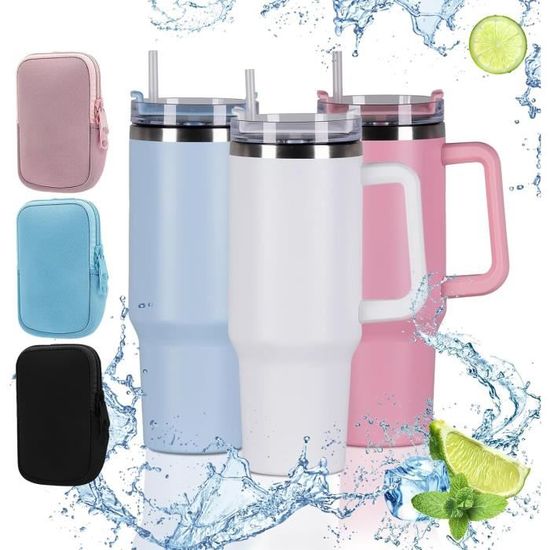 Mug IsothermeMug Isotherme Sans BPA1200mlDouble Isole Tasse Isotherme Pour Cafe Avec PailleTasse Voyage Haute Capacit - Maison