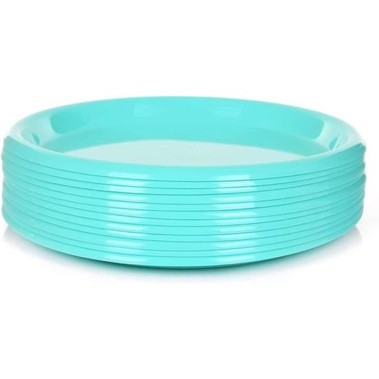 Lot de 12 Assiettes en Plastique Réutilisables Rondes, 25.4 cm, Sans — free download