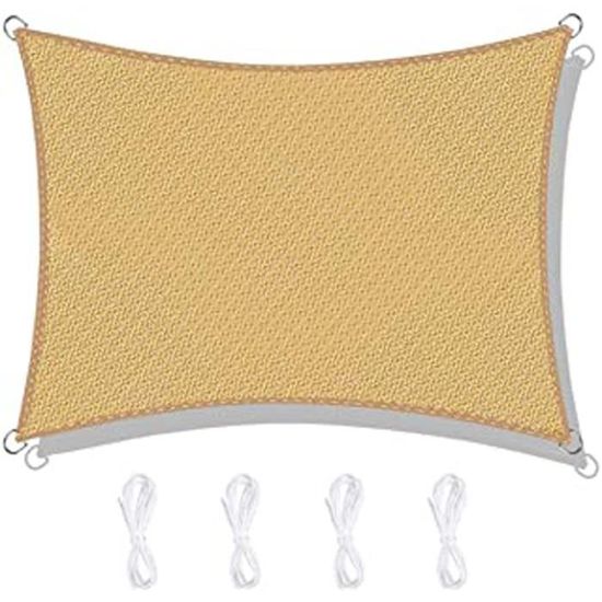 Toile Anti UV Voile D'ombrage Rectangulaire 3x4m - Protection UV 95% - HDPE Avec œillets Et Cordes - Pour Jardin/terrasse Jardin Terrasse Camping