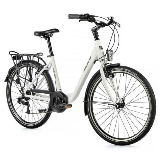 Vélo de ville musculaire Leader Fox Domesta 2023 - blanc/noir - 19" (175/183 cm) - Femme - Aluminium - 7 v.