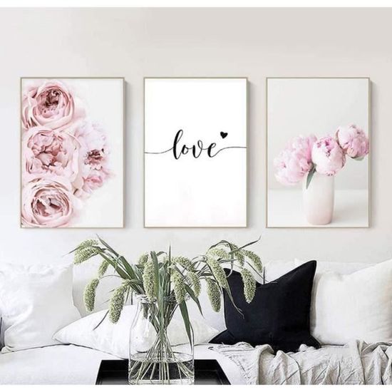 ICHZUMW Moody – Lot de 3 toiles murales vintage encadrées