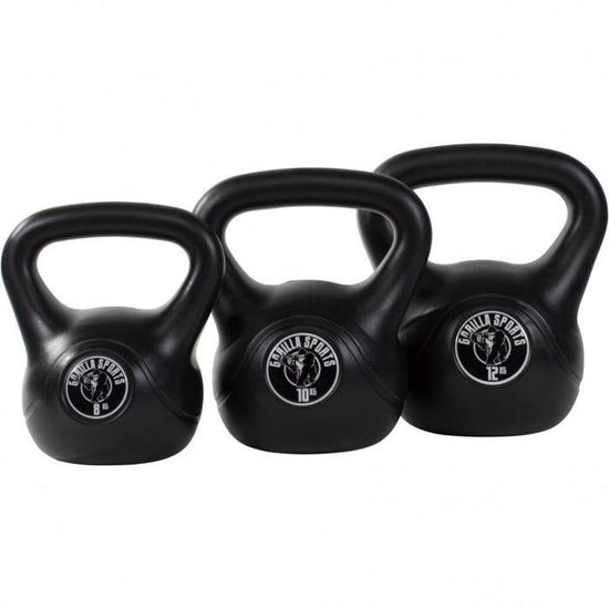 Kettlebell FOXCUP 3kg Rouge - Poids Lesté Sable Pour Fitness, Cross Training