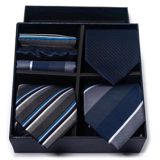 Cravate Et Pochette Assortie Homme, Noir Et Or, Motif Géométrique, Coton, Marque The Riding Stock Market