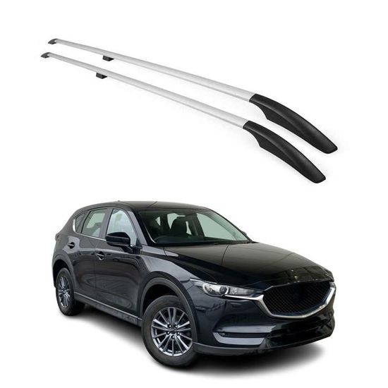 Barres De Toit Longitudinales Noires En Aluminium Pour Mazda CX-5 (2017-2025) - Charge Jusqu'à 75 Kg