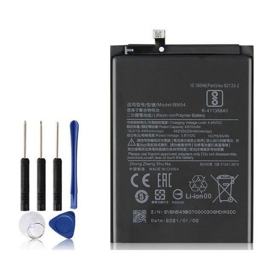 Batterie Remplacement Xiaomi Redmi 9 / Note 9 - 5020 MAh, 3.87V, Kit Outils Inclus