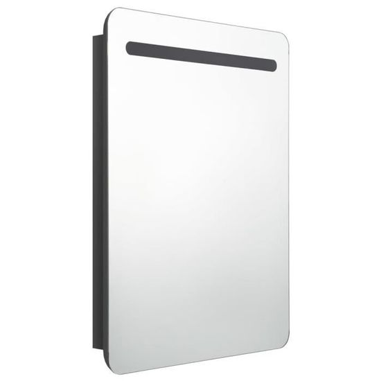 Armoire De Salle De Bain à Miroir LED Anthracite 60x11x80 Cm - Armoire Armoire De Salle De Bain à Miroir LED Anthracite 60x11x80 Cm - Armoire