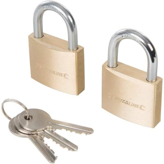 Lot De 6 Cadenas 50 Mm à Clés Identiques – Silverline, Corps Fer Robuste, Anse Acier Trempé, Idéal Hangar, Cave, Portail