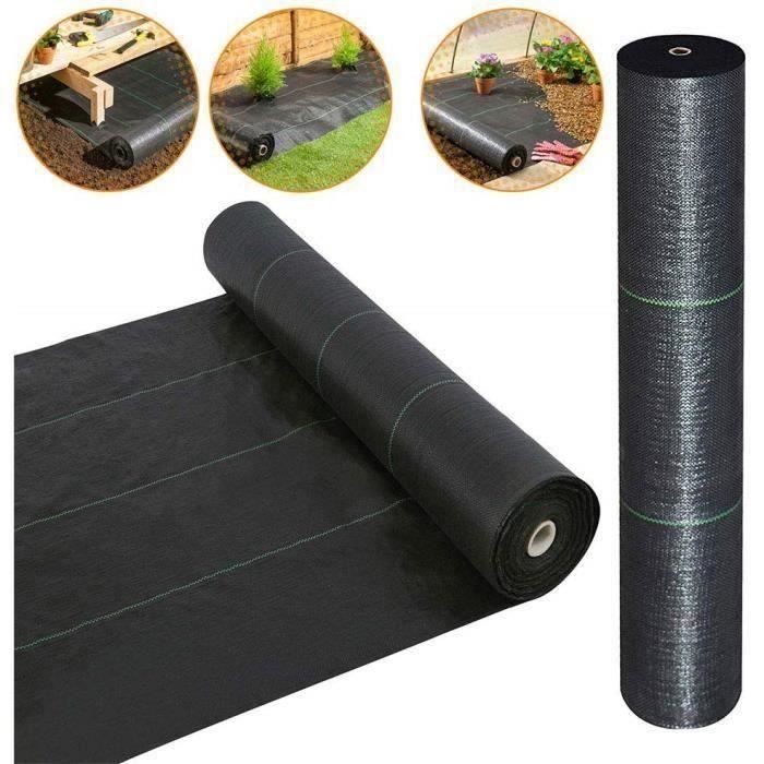 Toile de paillage tissée Anti-Mauvaises Herbes,3×25m,Noir