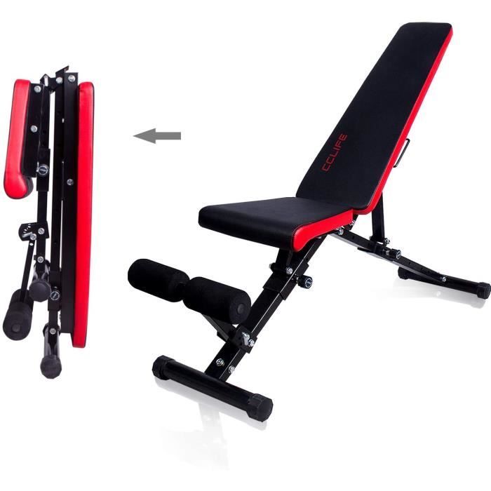 CCLIFE Banc de Musculation Pliable- Banc haltérophilie - Banc abdominaux Pliable - Banc muscu - Banc Abdo - Banc Musculation inclina