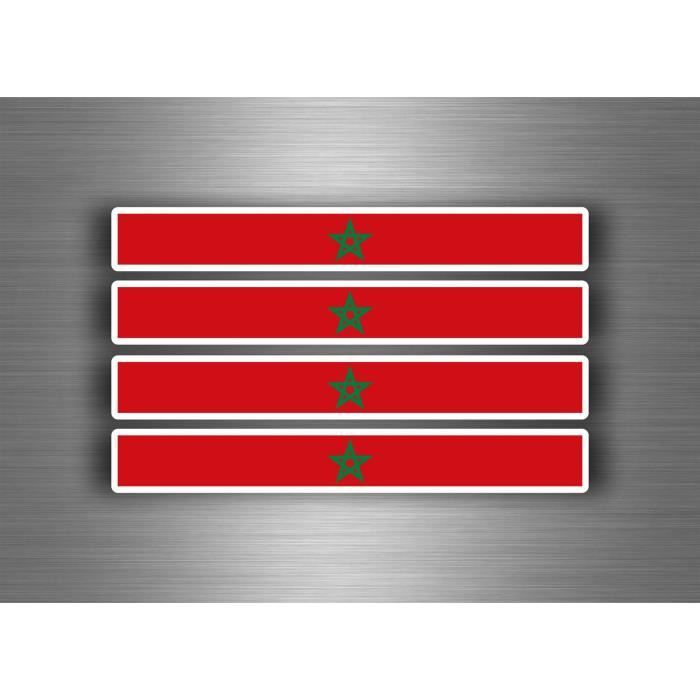 4x Autocollant sticker drapeau maroc