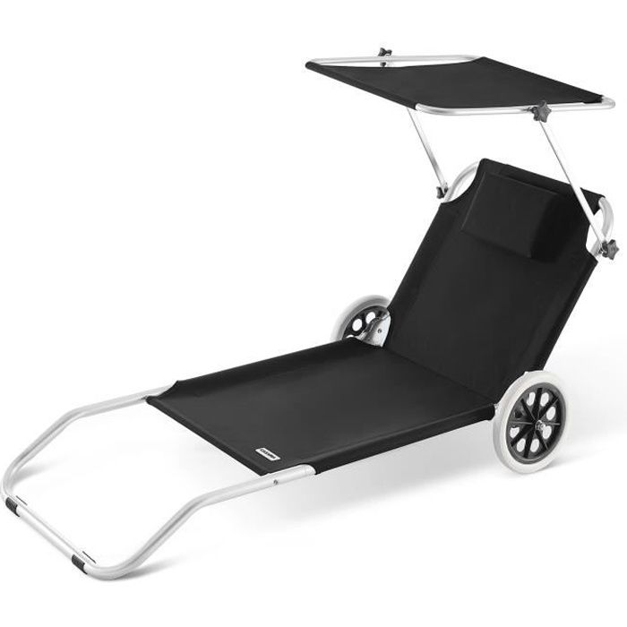 Chaise longue CRÊTE en aluminium pare soleil Noire