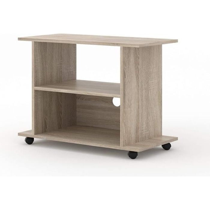 Meuble TV avec roulettes sous main universel Yogi 80 cm salon Hi-Fi commode table