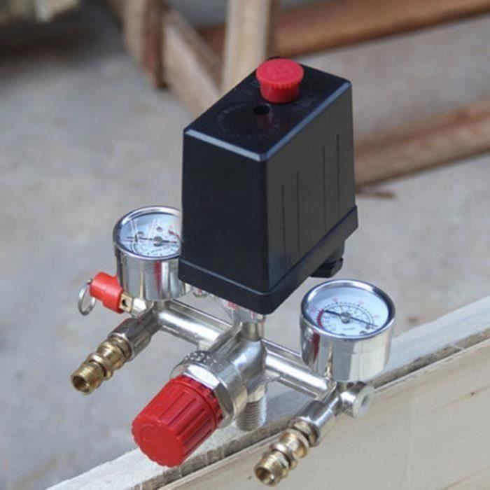 Compresseur d\'air Mini Régulateur 230V 16A Contrôle Interrupteur Vanne Pression Avec 125PSI Jauge, jauge de régulateur